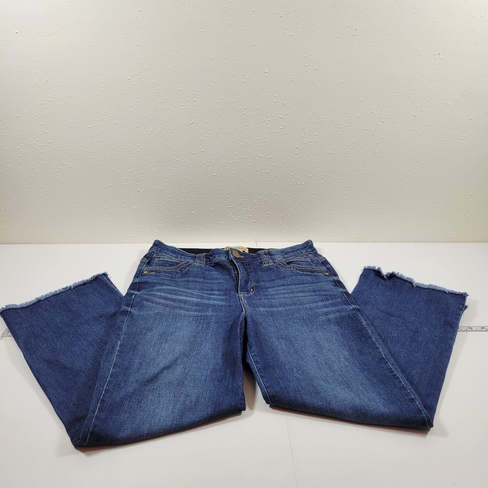 Democracy Jeans Womens 10 Blue Excellent Ab Technology Frayed Tulip Hem Stretch